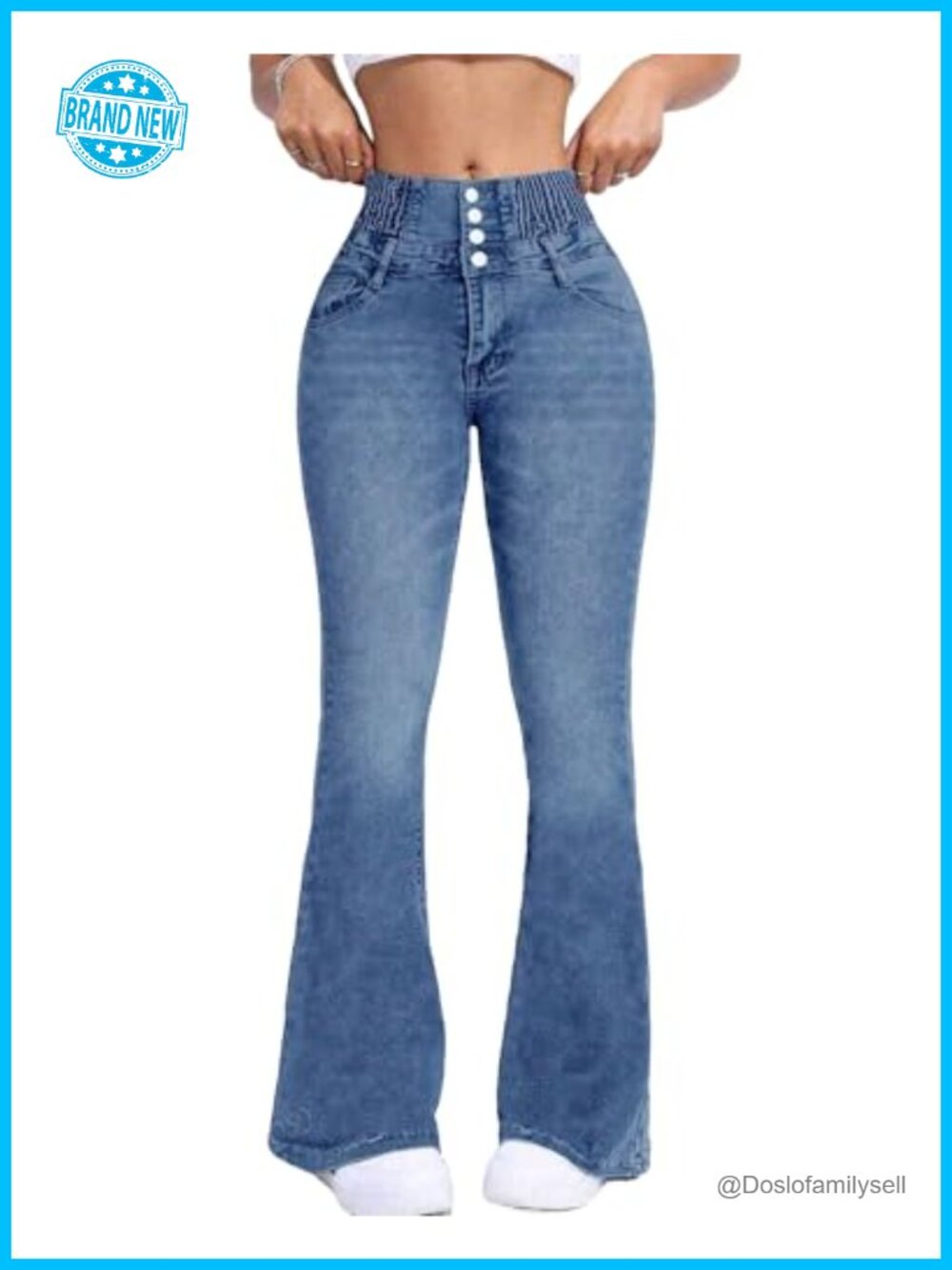 Women's High Waisted Flare Jeans Wide Leg Bell Bottoms Stretch Denim Pants